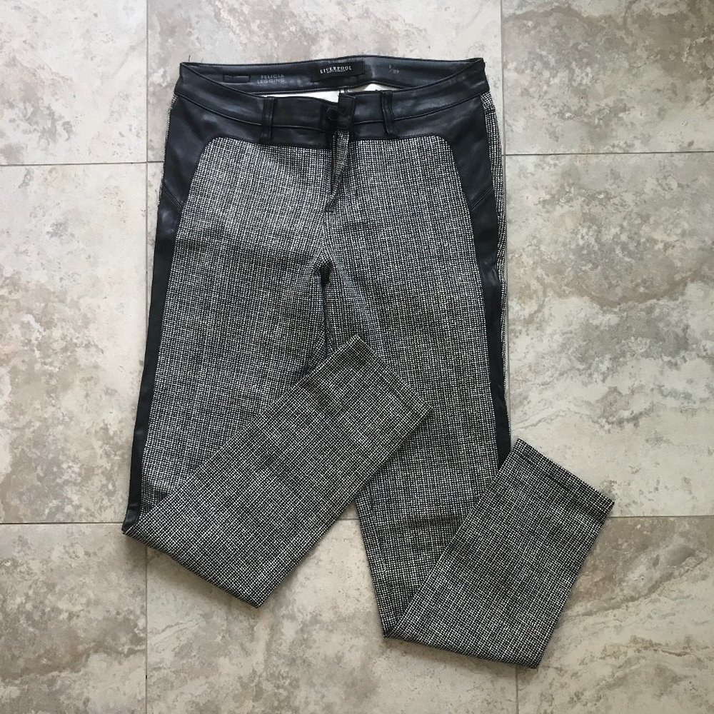 Liverpool Felicia Leggings Plaid & Pleather Size 8